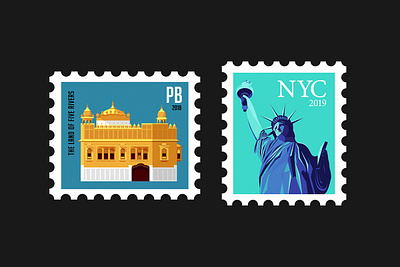 Vector Stamp Series golden temple stamp illustration new york city stamp new york city stamp statue of liberty statue of liberty vector usa stamp usa stamp vector stamp series vector stamp series vector stamps