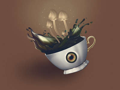 Drink Up, Alice alice in wonderland art artwork book cup design edit eye gold magic magical movie mushrooms photomanipulation photoshop poster splash white wonderland