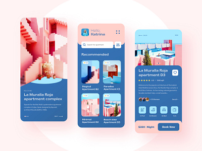 La Muralla Roja - Booking app apartment app app design app ui booking clean colorful creative design house interface layout minimal mobile product design travel typography ui ui design ux