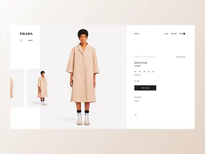 Prada - Product Detail Re-Design animation clothes concept interface principle ui ux video webdesign website