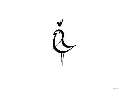 Birth of sign. BIRD WITH A CROWN calligraphy character design drawing graphic hand drawing handmade illustration ink logo nature paper pen