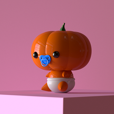 Pumpkin Kid 3d animation baby c4d character character design cinema4d food halloween kid maxon octane orange pumpkin redshift vegetable