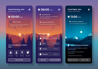 Task Scheduler App app design gradient graphicdesign illustration meditation meditation app minimal mobile mobile ui modern schedule task management task manager trending typogaphy uidesign uiux uxdesign web design