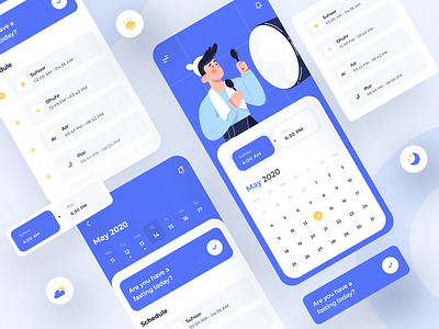 Kareem - Ramadan Calendar 2d illustration app blue branding character clean clean design design fasting illustration minimal mobile mobile app ramadan simple ui ui design user experience user interface ux