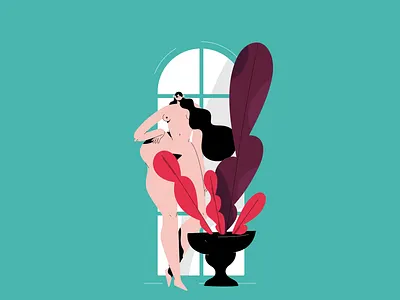 naked lady 01 ai character characterdesign girl illustration llustration naked vector window