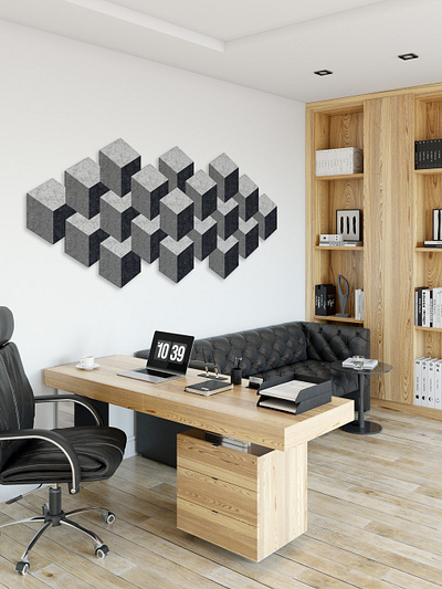 Sustainawalls - Cubes art cubes mural office recycled art recycling sustainability sustainable wall