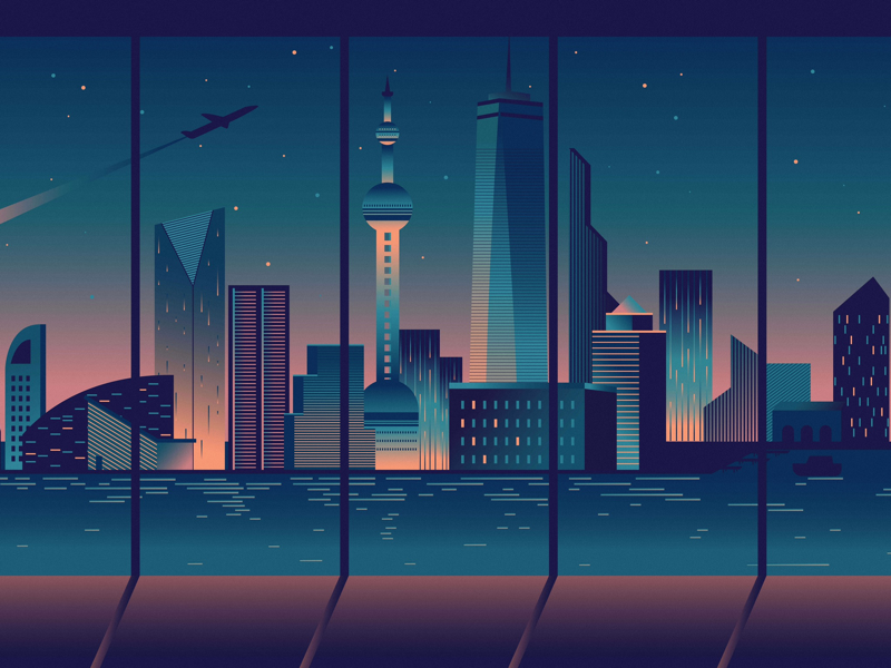Example of Night city panorama