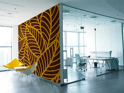 Sustainawall - Yellow Palms coconut design interior murals office palms plastics sustainability sustainable wall design walls yellow