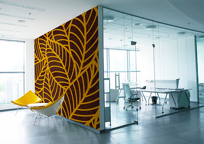 Sustainawall - Yellow Palms coconut design interior murals office palms plastics sustainability sustainable wall design walls yellow