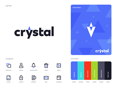 Crystal Branding app art clean design flat icon iconography illustration layout minimal minimalistic type typography web website