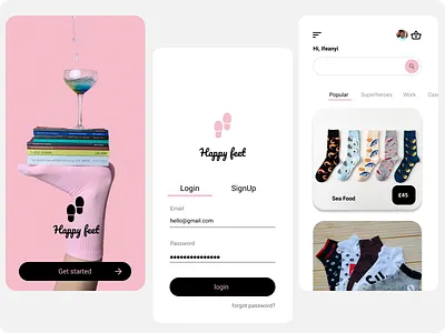 happy feet app design branding design figma figmaafrica figmadesign happy illustration socks ui