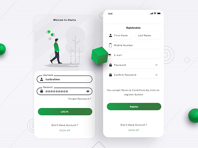 Sign Up & Login Ghallah System design ios signup ui ux