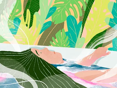 Bath Time design flat illustration minimal plants