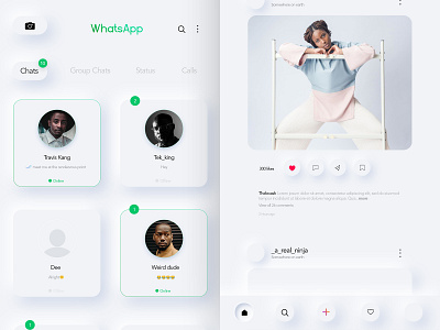 Neumorphism Social appdesign instagram interface neumorphism ui uidesign userinterfacedesign ux ux design uxui whatsapp