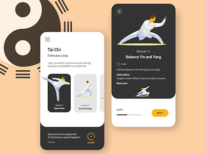 DailyUI 062 - Workout Of The Day dailyui illustrator mobile app tai chi ux ui workout app workout of the day