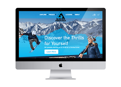 Glacier Mountain Webpage blue branding design graphic design logo mac ski snow snowboarding typography ui ui design web design webpage website