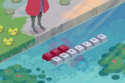 KAT Drifter fanart hyper light drifter illustration mechanical keyboard pixel art