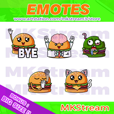 Twitch emotes cute burger bye, brain, zombie, smoking & cat pack animated emotes anime burger burger emoji burger emotes burger stickers bye emotes cat burger cute cute burger design emotes hamburger illustration junk food smoking sub badge twitch emotes zombie burger