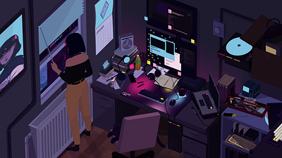 inside future funk future funk illustration mechanical keyboard neon