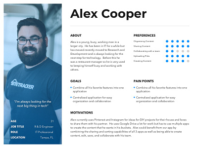 Alex Cooper User Persona conoverdesigns design persona research ui uidesign user persona ux ux ui uxui