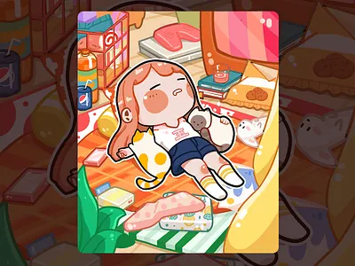 weekend app beautiful girl bright cat colorful colors design girl illustration image monster weekend