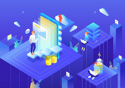 2.5D isometric technology Internet data business flat vector ill 2.5d business data design flat illustration internet isometric technology ui vector