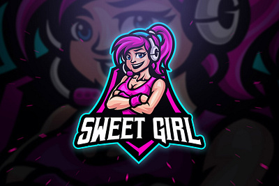 Sweet Girl Sport and Esport Logo character esport game gamer gaming girl logo manga mascot purple sexy sport