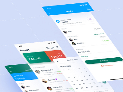 Splitwise Screens app app concept app design app icon app ui button calendar cards coin finance icons isometric mobile money overlay redesign ui design ux design visual visual design