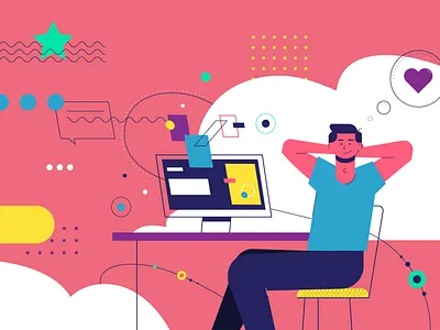 Love Your Process - A Working Man character colors easy going flat flow illustration man people process remote vector work working working space