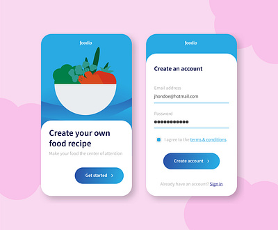 Sign Up #DailyUi #001 blue clean design app flat design flat ui food food app gradient illustration ios iphone iphone x register sign up signup ui ui ux ui design uidesign uiux