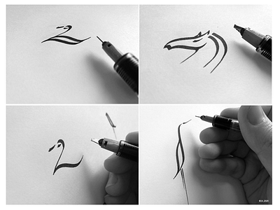 Birth of sign. THE PROCESS calligraphy character design drawing graphic hand drawing illustration ink logo nature