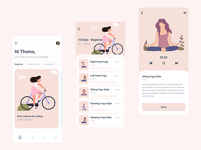 Yoga Fitness App Interaction animation app app design clean fitness flat gif illustration interaction ios layout minimal mobile motion ui ux yoga app