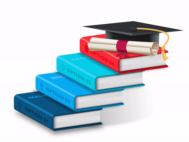 Powerpoint Animated Education Infographic animated books education illustration infographic ppt template steps vector