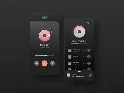 Music streaming app ai app dark mode figma icon illustration mobile mobile ui music music player nprecord playlist spring streaming app ui uichallenge