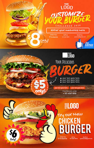 Burger Design for Social Media adobe photoshop branding design facebook ad flyer design food marketing