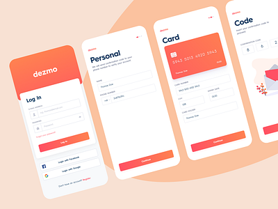 DailyUI #001 app card cards clean colors dailyui dailyui 001 dailyuichallenge design flow illustration ios login mobile orange register registration sign up ui ux