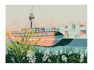 CPH village boat container copenhagen cph flower hyggeready illustration ipadpro landscape minimalist nature scandinavia