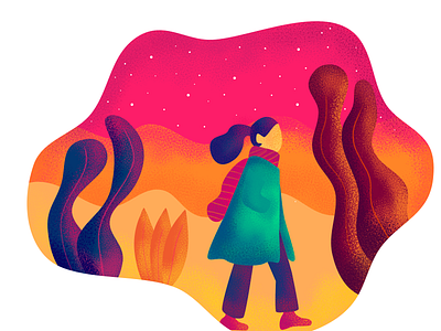 Night walk affinity designer illustration