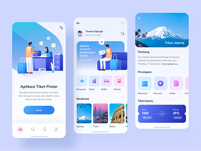 Ticket App Design Exploration app business colorful design exploration flat flight gradient icon illustration japan layout ticket traveling ui ux vacation vector