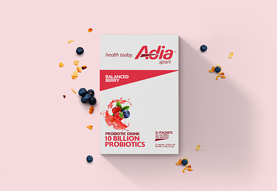 Adia Sport beverage branding creative lead design heathy nutrition packaging probiotic drinks typography