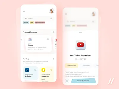 Subscription Management App app concept design linkedin management mobile mvp purrweb react native service startup subscription ui ux youtube