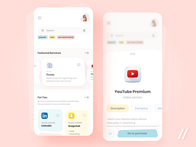 Subscription Management App app concept design linkedin management mobile mvp purrweb react native service startup subscription ui ux youtube