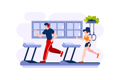 Fitness & Workout Illustration concept active athletic equipment fitness gym health healthy human illustration muscle sport squat training workout yoga