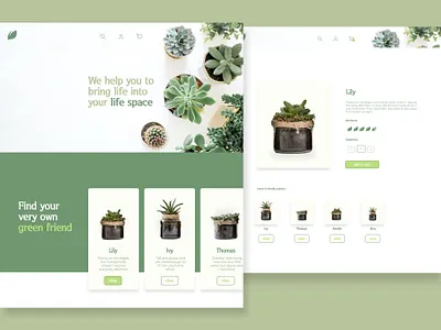 Fun little home plant e-commerce concept design ui web