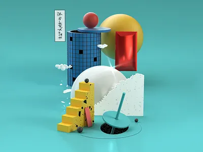 3D Random Plastic Thoughts III 3d design geometry illustration octane render shapes