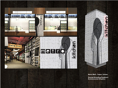 metrowalk food court area concept branding branding concept design design environmental graphics food court graphic design illustration loft metrowalk signage signage design taipei wall art wall design