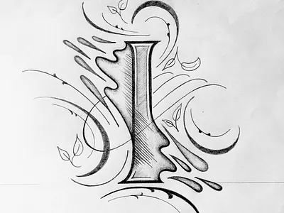 I flourishes illustration lettering