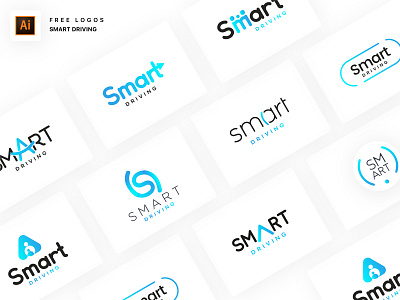 Smart Driving • FREE 9 LOGOS + 2 Dribbble Invites 😱🔥 alerts bleu branding car dribbbble driving family fatma aroua free logo freebies gradient illustrator invitation logo logos navigation security shadow smart smart driving