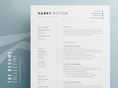 Resume Template curriculum vitae cv editable resume minimalist resume modern cv modern resume professional resume resume resume clean