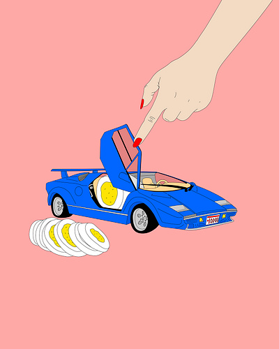 Eggomobil adobe car cartoon colorful editorial egg humorous illustration illustrator popart surreal